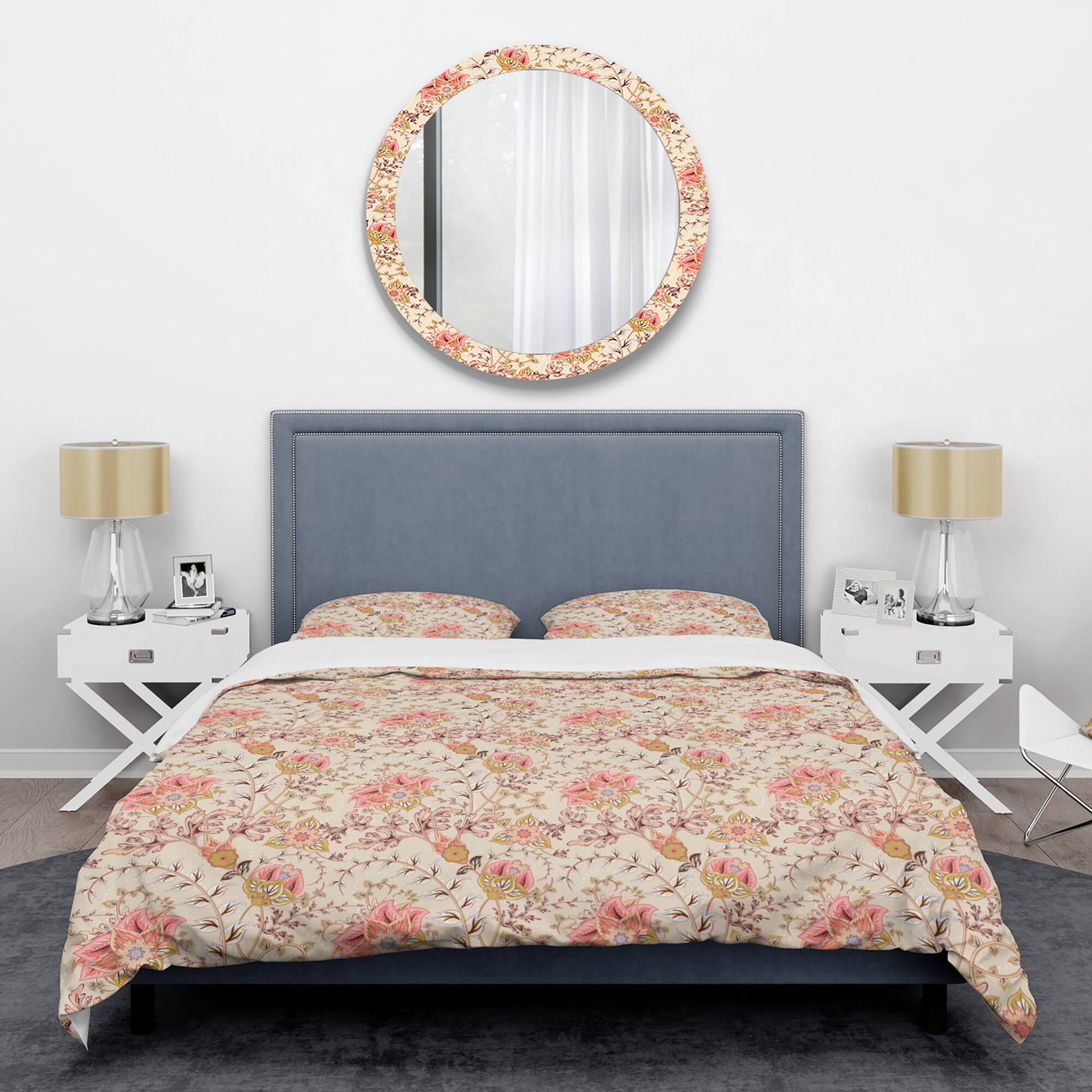 Designart 'Oriental Floral Paisley' Mid-Century Duvet Cover Set